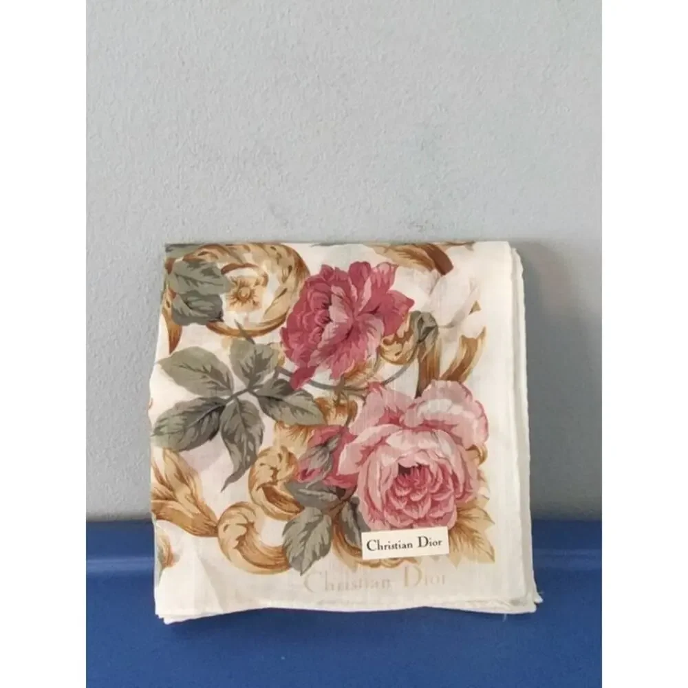 Dior small floral rose neckerchief scarf NEW